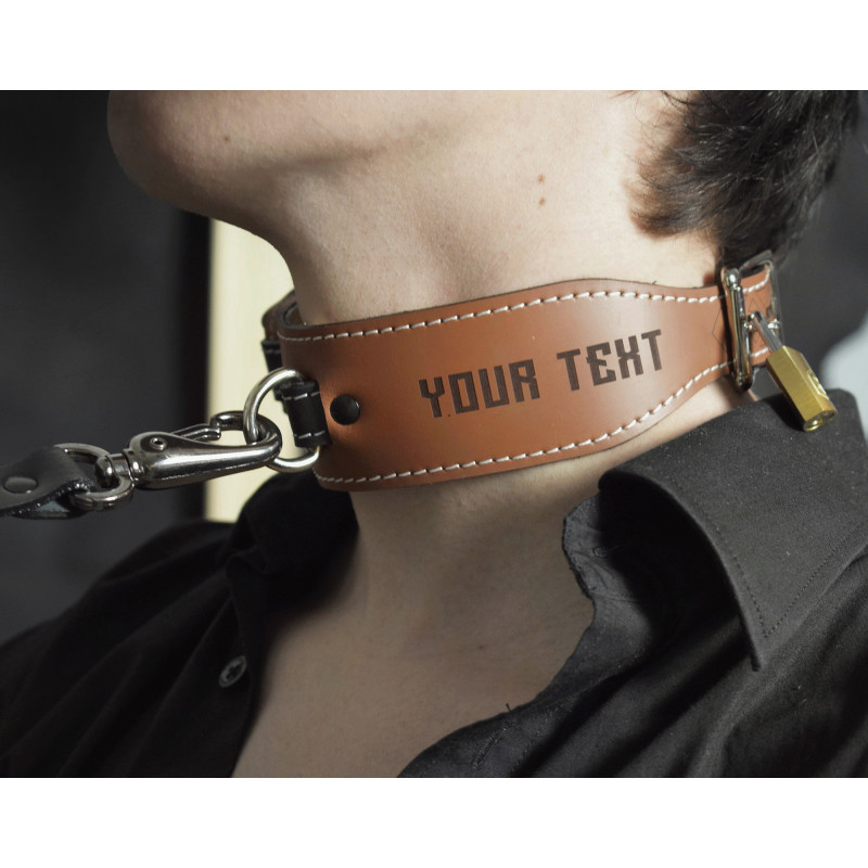 Genuine Leather Shock Collar, Custom Locking BDSM Training ECollar, Puppy Play, Padlock Included