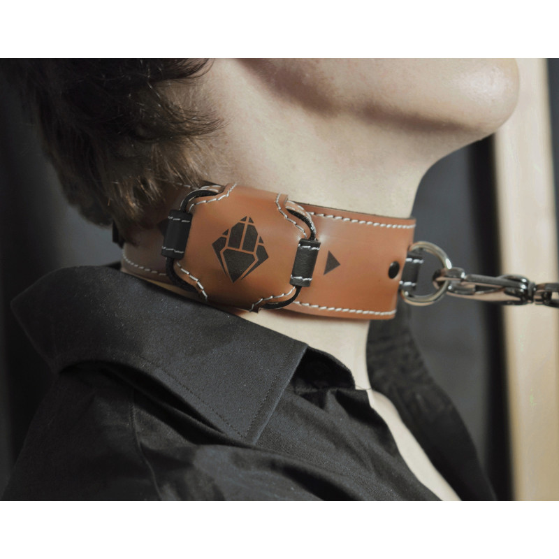 Genuine Leather Shock Collar, Custom Locking BDSM Training ECollar, Puppy Play, Padlock Included