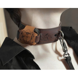 PiShock Premium Leather Shock Collar,Internet Wifi Estim Toy, Engraved BDSM locking Electric Collar, Smart training