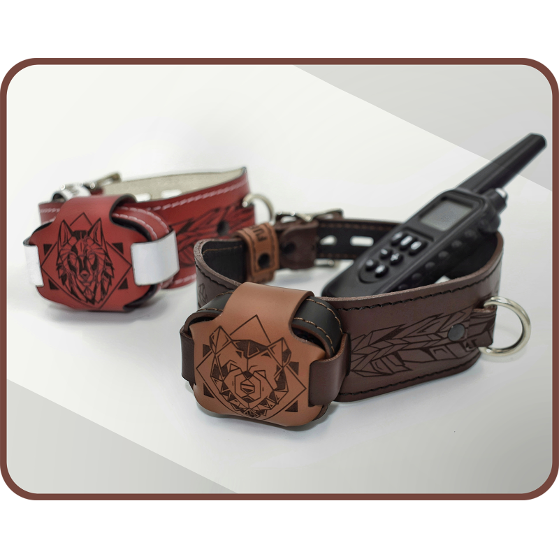 Leather Shock Collar, Custom BDSM Training Collar Handmade, Wolf Collar, Puppy Play, Lockable, Estim, E-collar Bear
