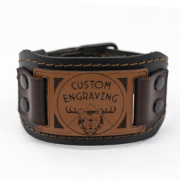Genuine Premium Leather Wristband – Customizable with Your Uploaded Graphics