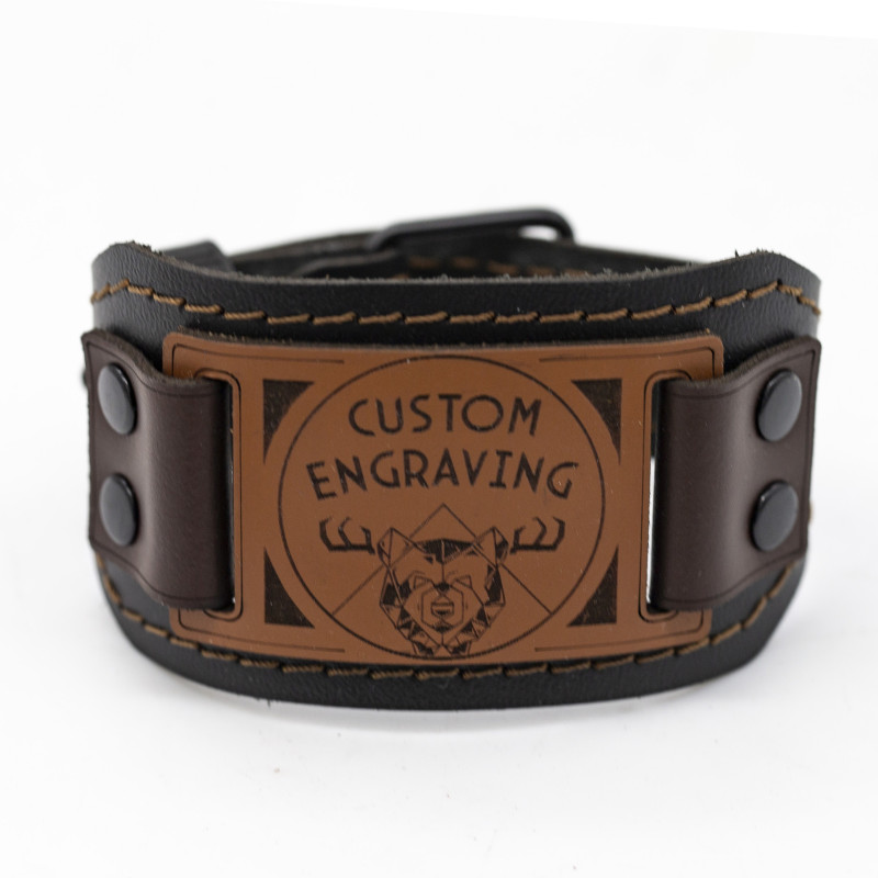 Genuine Premium Leather Wristband – Customizable with Your Uploaded Graphics