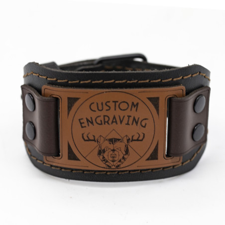 Genuine Premium Leather Wristband – Customizable with Your Uploaded Graphics