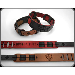 Set of Custom Leather Wristbands, Geniune Leather own text, custom symbols