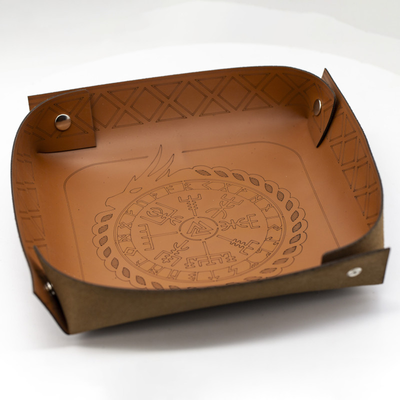 Genuine Premium Leather Tray with Engraved Graphic
