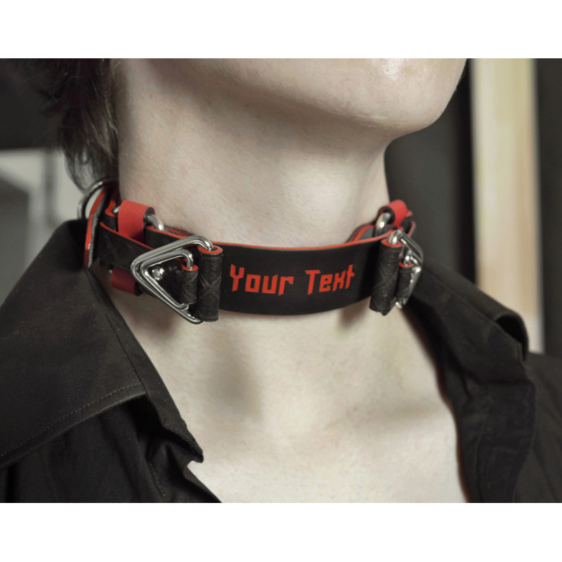 Leather Engraved Locking Choker, With a locking strap, Handmade Lockable Custom Choking Collar, BDSM Training Collar, Puppy Play