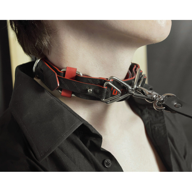 Leather Engraved Locking Choker, With a locking strap, Handmade Lockable Custom Choking Collar, BDSM Training Collar, Puppy Play