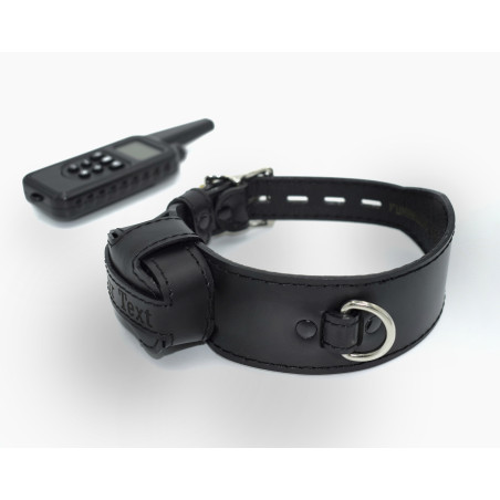 PiShock Edition Premium Leather Shock Collar, Lockable Black Electric Collar, Estim BDSM Training Collar