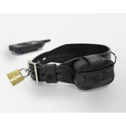 PiShock Edition Premium Leather Shock Collar, Lockable Black Electric Collar, Estim BDSM Training Collar