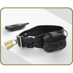 Handmade Genuine Leather Shock Collar, Clasic ECollar, Locking Custom Text BDSM Collar