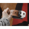 Premium Leather Shock Collar, Star Engraved Beautiful Handmade Estim Collar, Lockable BDSM Collar