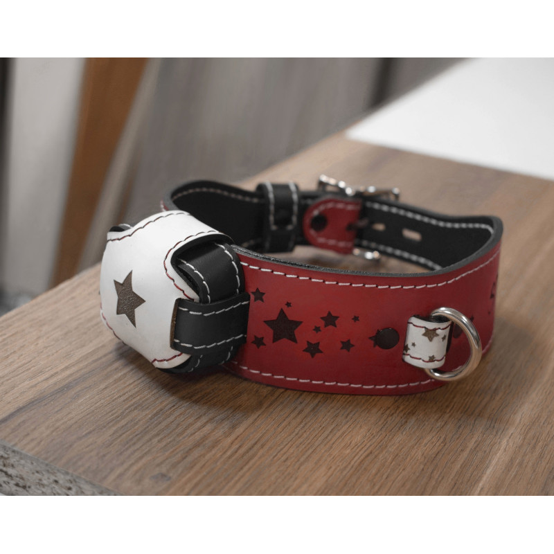 Premium Leather Shock Collar, Star Engraved Beautiful Handmade Estim Collar, Lockable BDSM Collar